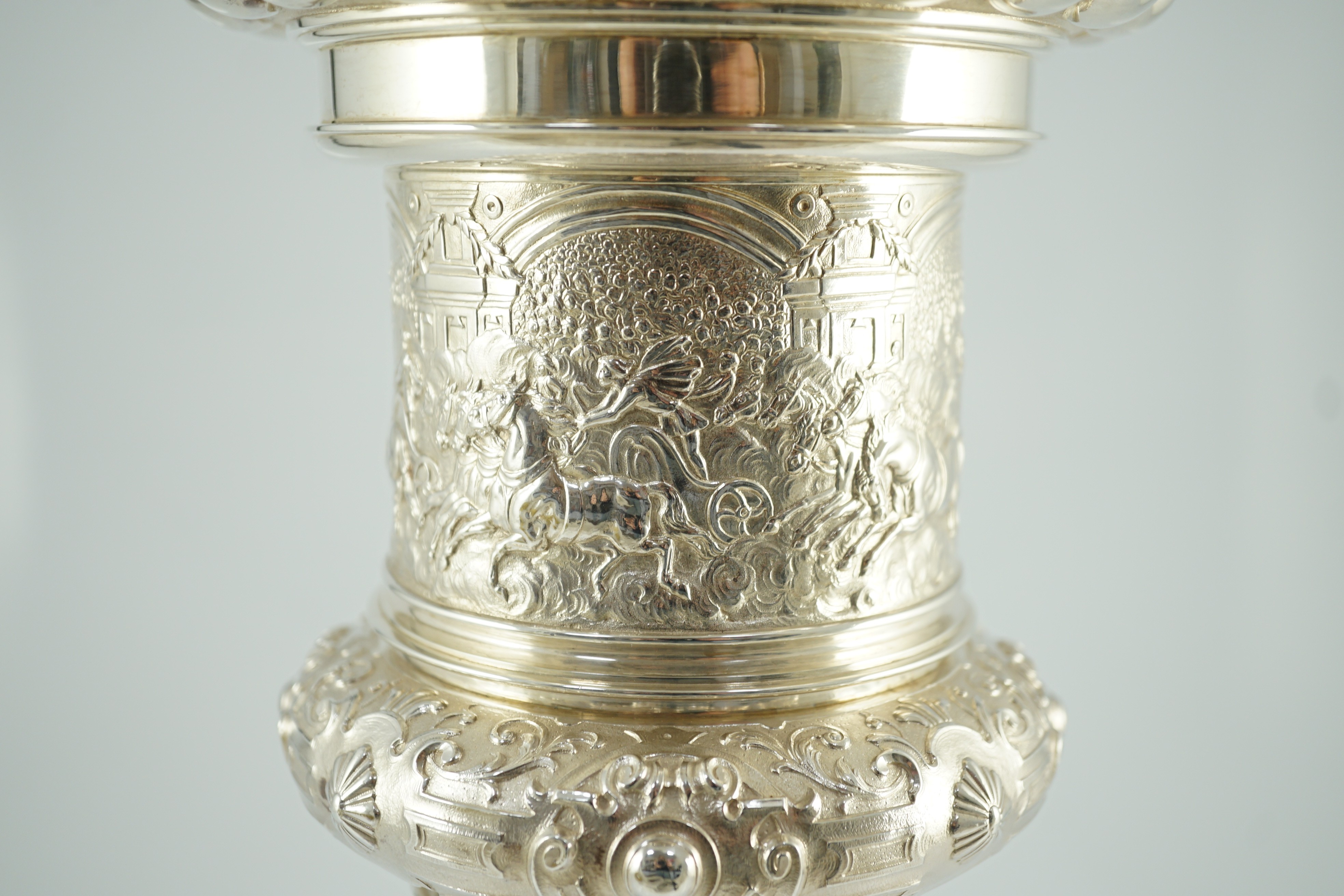 A good Edwardian silver tall chalice cup and cover, by Garrard & Co (Sebastian Garrard)